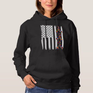 Autism Awareness American Flag Hoodie