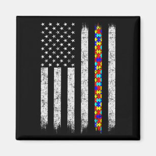 Autism Awareness American Flag  Magnet