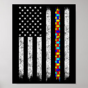 Autism Awareness American Flag Poster