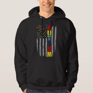 Autism Awareness American Flag Puzzle Piece Hoodie