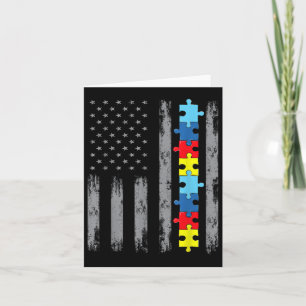 Autism Awareness American Flag Shirt, Autistic Us Card