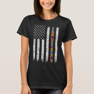 Autism Awareness American Flag  T-Shirt