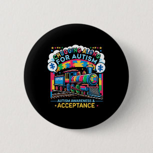 Autism Awareness And Acceptance Train Autism Puzzl 6 Cm Round Badge