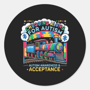 Autism Awareness And Acceptance Train Autism Puzzl Classic Round Sticker