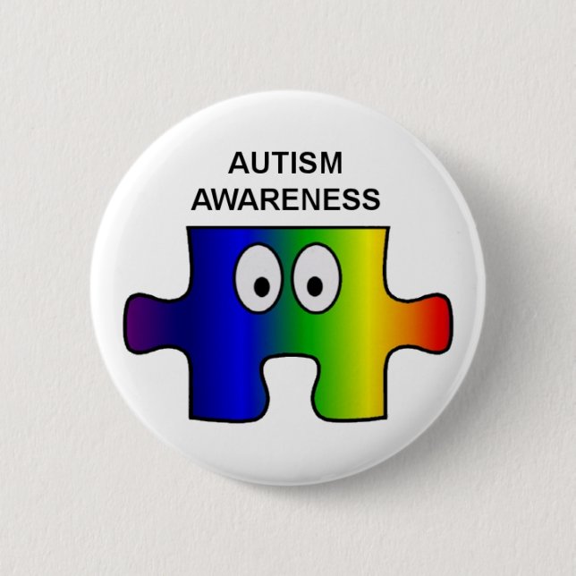 AUTISM AWARENESS AND SUPPORT 6 CM ROUND BADGE (Front)