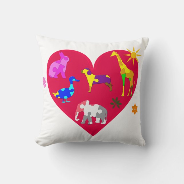 Autism Awareness Animals Cushion (Front)