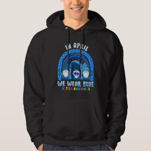 Autism Awareness April We Wear Blue Puzzle Gnomes Hoodie