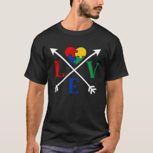 Autism Awareness Arrow Love Heart Puzzle Piece T-Shirt