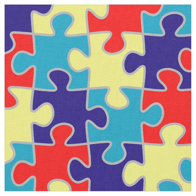 Autism Awareness ASD Aspergers Puzzle Pattern Fabric (Close Up)