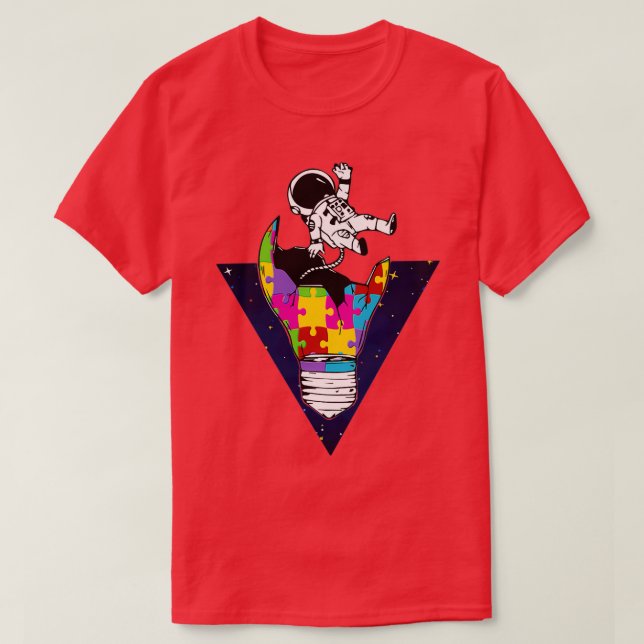 Autism Awareness Astronaut Puzzle Autistic Cool Pu T-Shirt (Design Front)