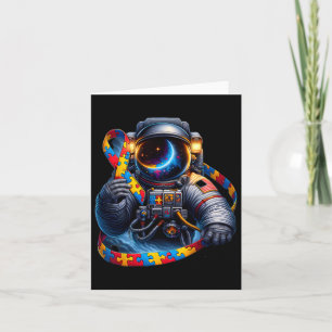 Autism Awareness Astronaut Yellow Red Blue Dog Rib Card