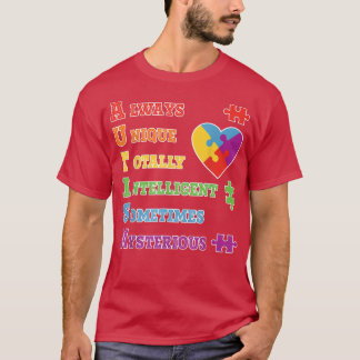 Autism Awareness Autism Acronym Puzzle Piece Men W T-Shirt