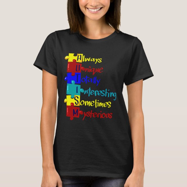 Autism Awareness Autism Acronym Puzzle T-Shirt (Front)