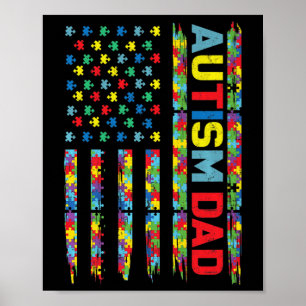Autism Awareness  Autism Dad America Flag Puzzle G Poster