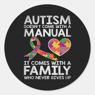 Autism awareness autism doesn't come with a manual classic round sticker