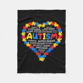 Autism Awareness Autism Heart Autism 1  Fleece Blanket