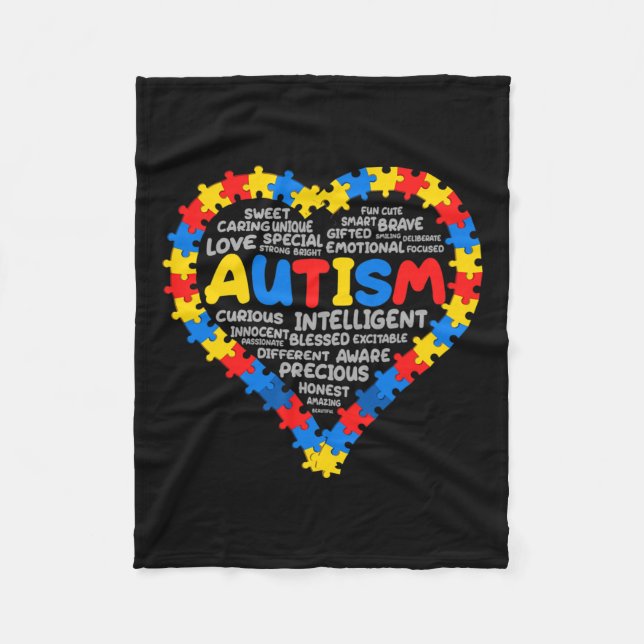 Autism Awareness Autism Heart Autism 1  Fleece Blanket (Front)