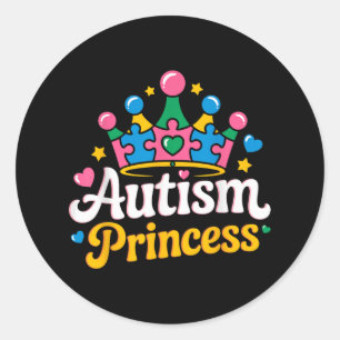 Autism Awareness Autism Princess Autistic Girl Kid Classic Round Sticker