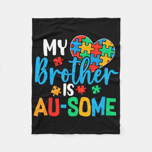 Autism Awareness Autism Squad Support Awesome Boys Fleece Blanket (Front)