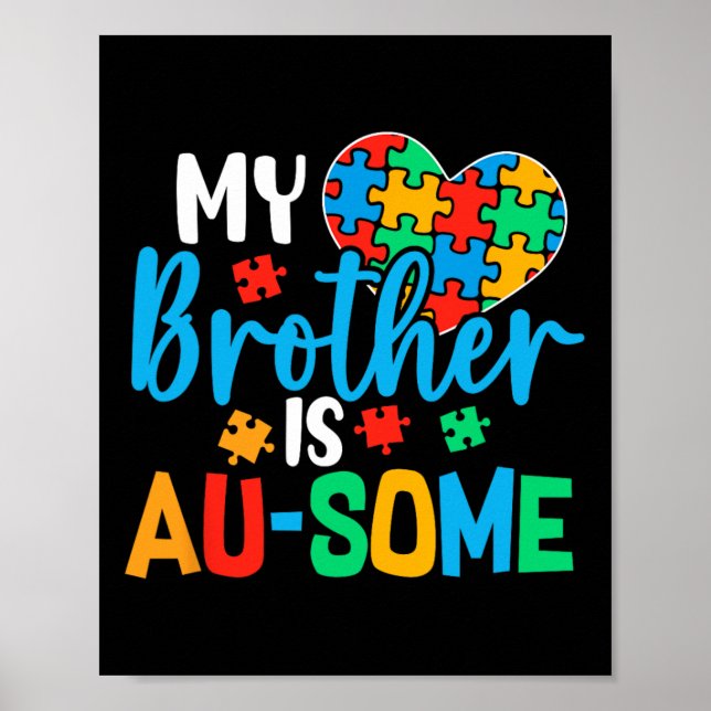Autism Awareness Autism Squad Support Awesome Boys Poster (Front)