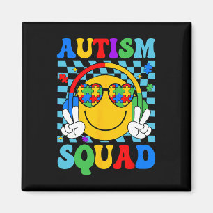 Autism Awareness Autism Squad Support Smile Face W Magnet