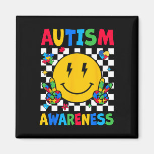 Autism Awareness Autism Squad Support Smile Face W Magnet