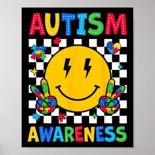 Autism Awareness Autism Squad Support Smile Face W Poster
