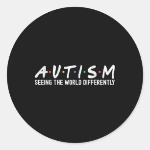 Autism Awareness Autism Squad Support Women Men, B Classic Round Sticker