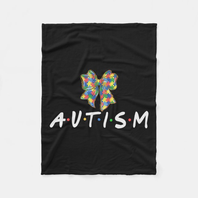 Autism Awareness Autism Squad Support Women Men  Fleece Blanket (Front)