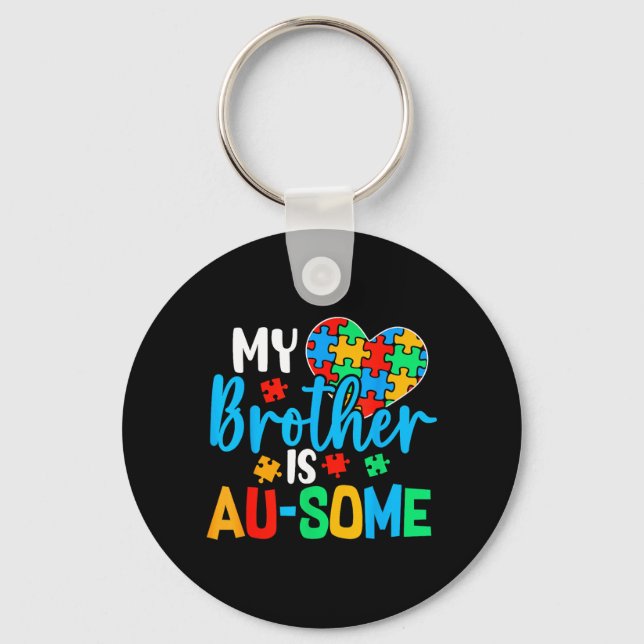 Autism Awareness Autism Squad Suprt Awesome Boys Key Ring (Front)