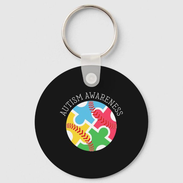 Autism Awareness Autism Support Baseball  Key Ring (Front)