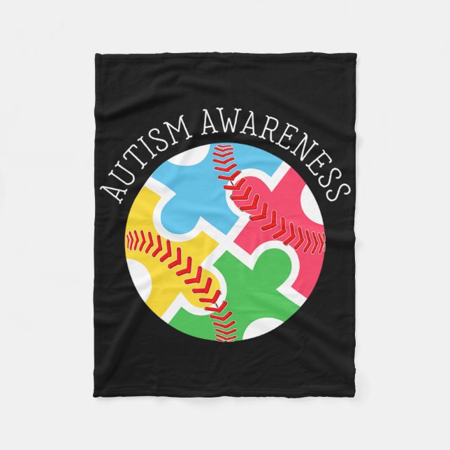 Autism Awareness Autism Support Bysebyll  Fleece Blanket (Front)