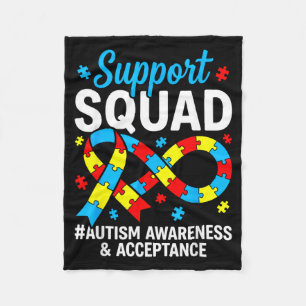 Autism Awareness Autism Support Squad Family Blue Fleece Blanket