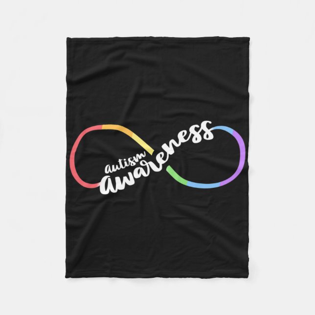 Autism Awareness Autistic Acceptance Rainbow Infin Fleece Blanket (Front)