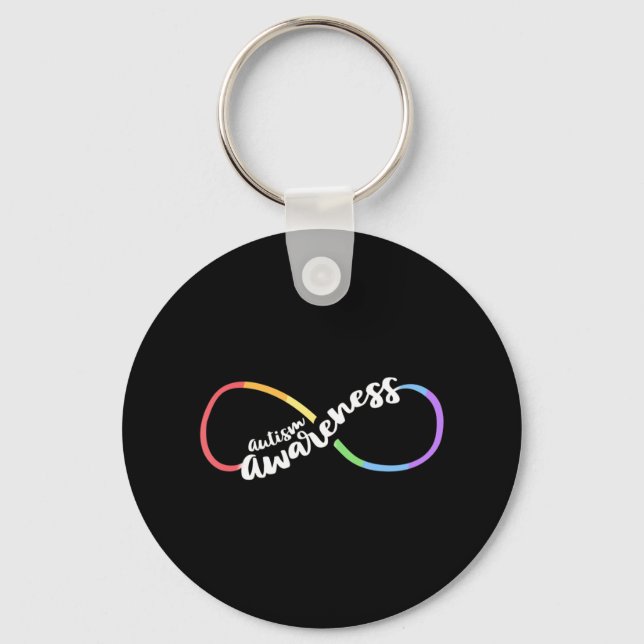 Autism Awareness Autistic Acceptance Rainbow Infin Key Ring (Front)