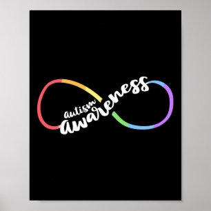 Autism Awareness Autistic Acceptance Rainbow Infin Poster