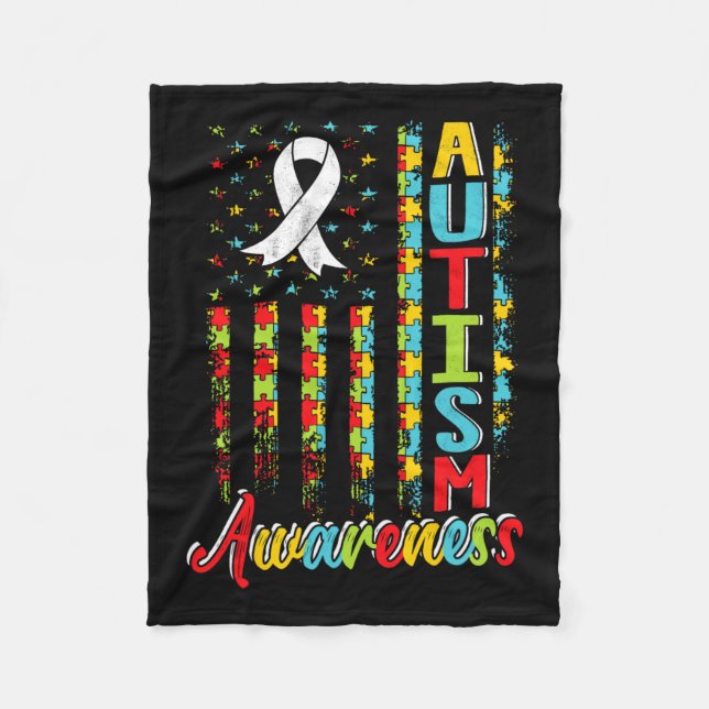 Autism Awareness Autistic Autists Support Autist A Fleece Blanket (Front)
