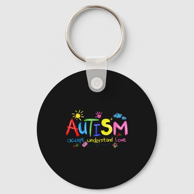 Autism awareness autistic crayons accept key ring (Front)
