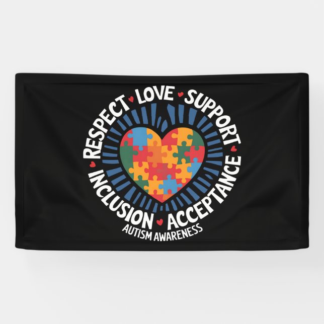 Autism Awareness Autistic Respect Love Support Banner (Horizontal)
