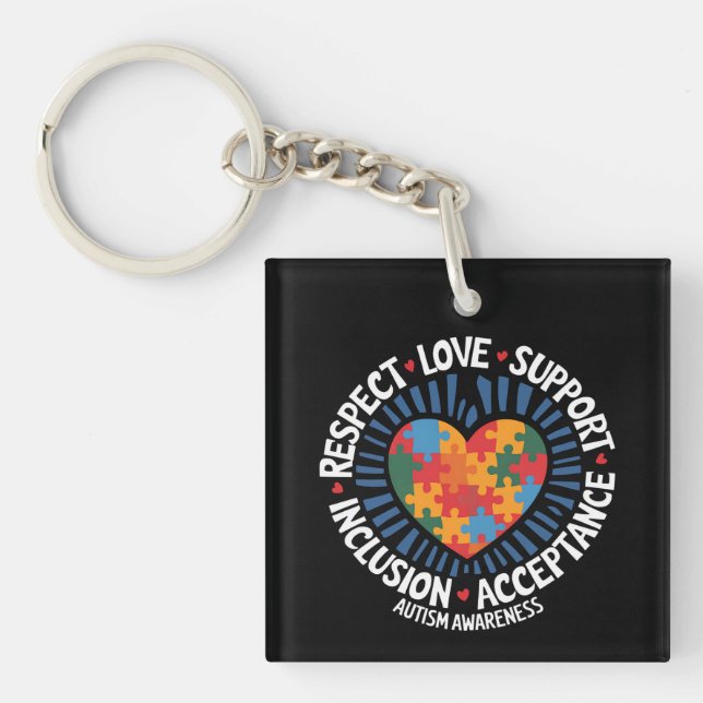 Autism Awareness Autistic Respect Love Support Key Ring (Front)