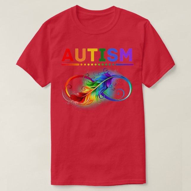 Autism Awareness Autistic Support Feather Ribbon M T-Shirt (Design Front)