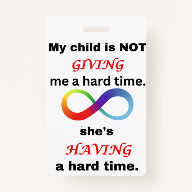 Autism Awareness Badge (she) ID Badge (Front)
