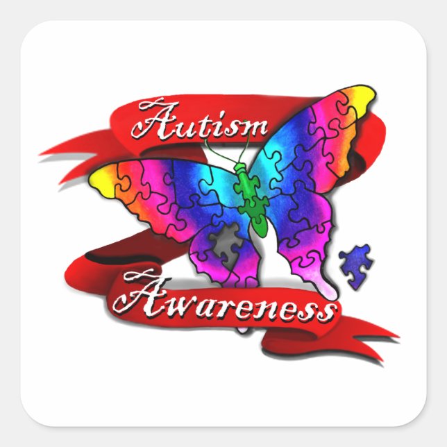 Autism Awareness Banner Square Sticker (Front)