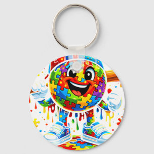 Autism Awareness Baseball Ice Cream Dri Key Ring