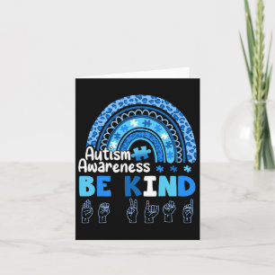 Autism Awareness Be Kind Asl Hand Sign Language  Card