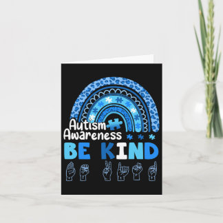 Autism Awareness Be Kind Asl Hand Sign Language  Card