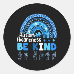 Autism Awareness Be Kind Asl Hand Sign Language Classic Round Sticker