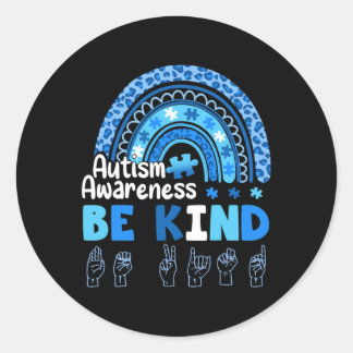 Autism Awareness Be Kind Asl Hand Sign Language  Classic Round Sticker