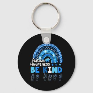 Autism Awareness Be Kind ASL Hand Sign Language  Key Ring