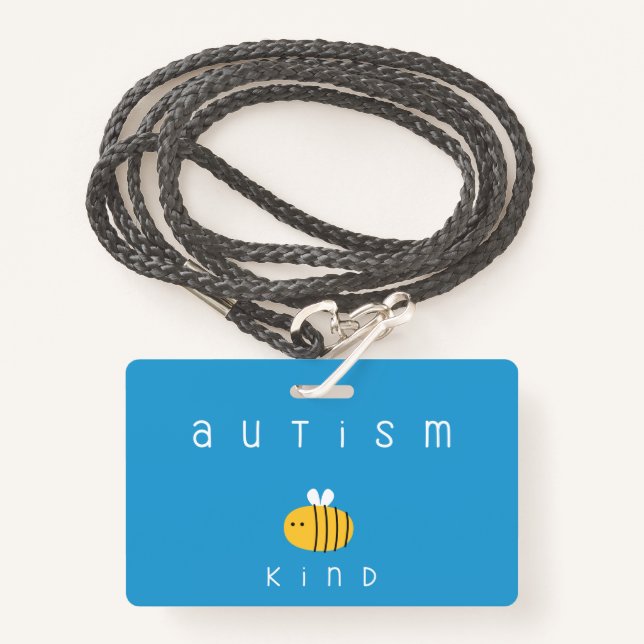 autism awareness be kind Badge Lanyard ID Badge (Front with Lanyard)